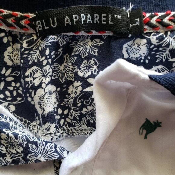 Blu Apparel Men's White Polo with Green & Black Goats Polo - Picture 4 of 4